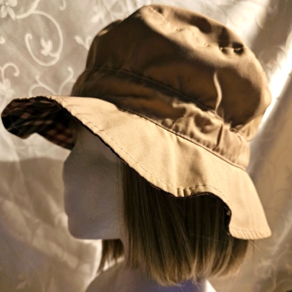 Totes Reversible Rain Bucket Hat Water Repellent Brown & Plaid - Picture 9 of 9